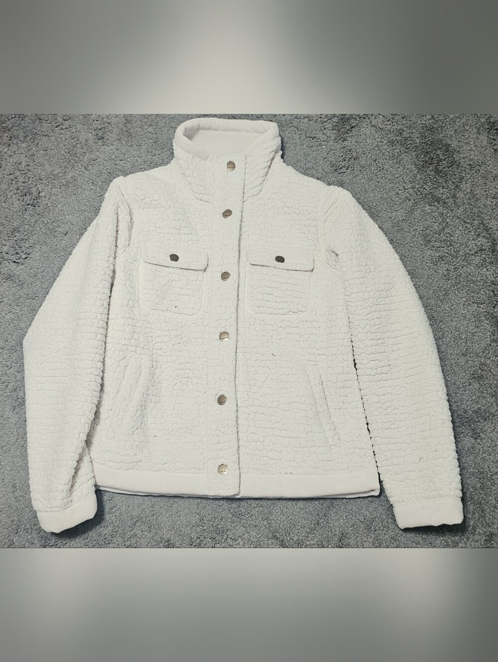 Marmot Womens Sonora Sherpa Fleece Turtledove Cream Snap Up Jacket Size M
